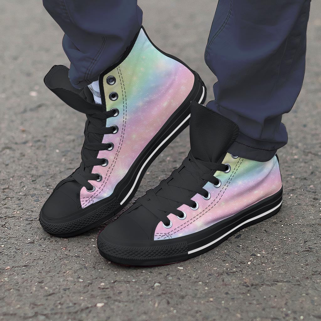 Psychedelic Trippy Holographic Men's High Top Shoes-grizzshop