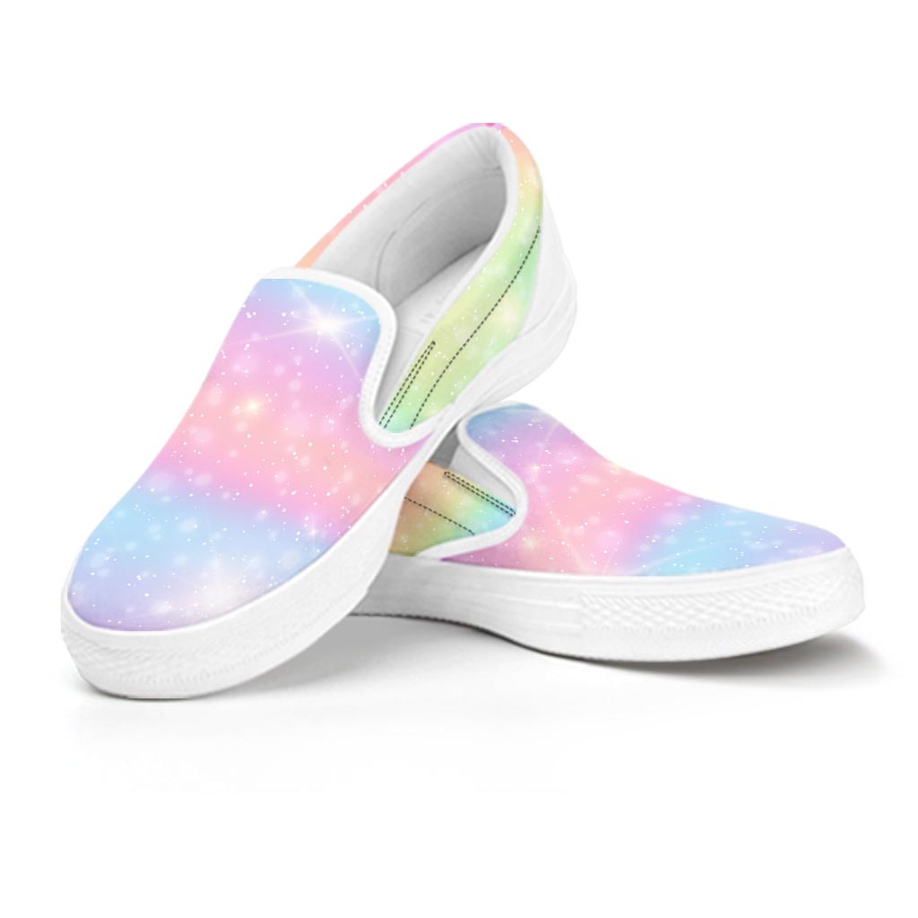 Psychedelic Trippy Holographic Men's Slip On Sneakers-grizzshop