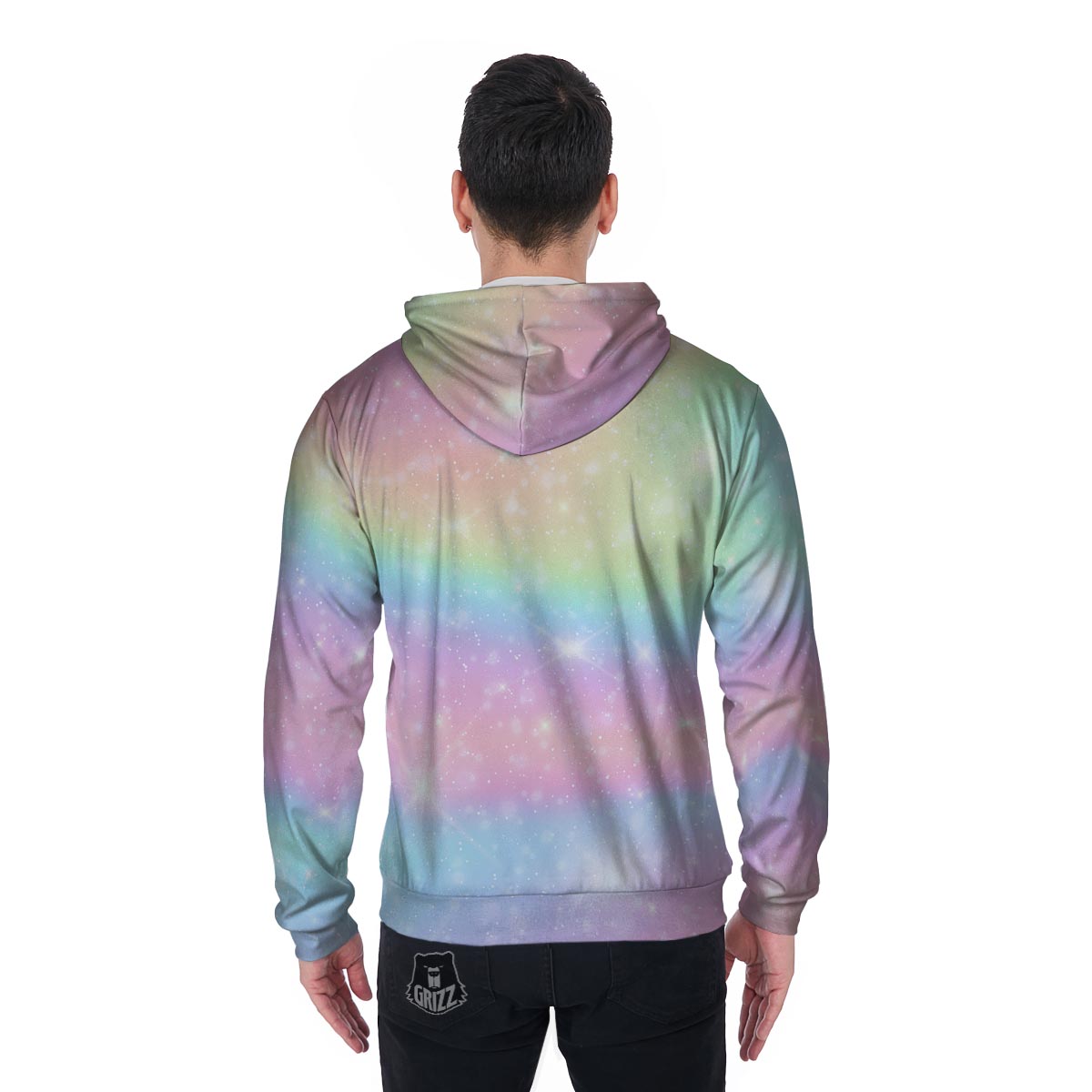 Psychedelic Trippy Holographic Men's Zip Up Hoodie-grizzshop
