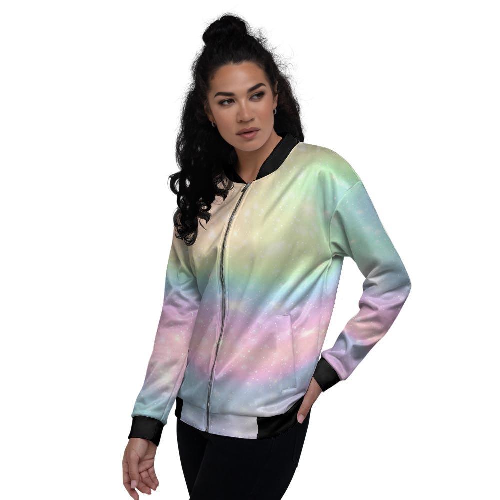 Psychedelic Trippy Holographic Women's Bomber Jacket-grizzshop
