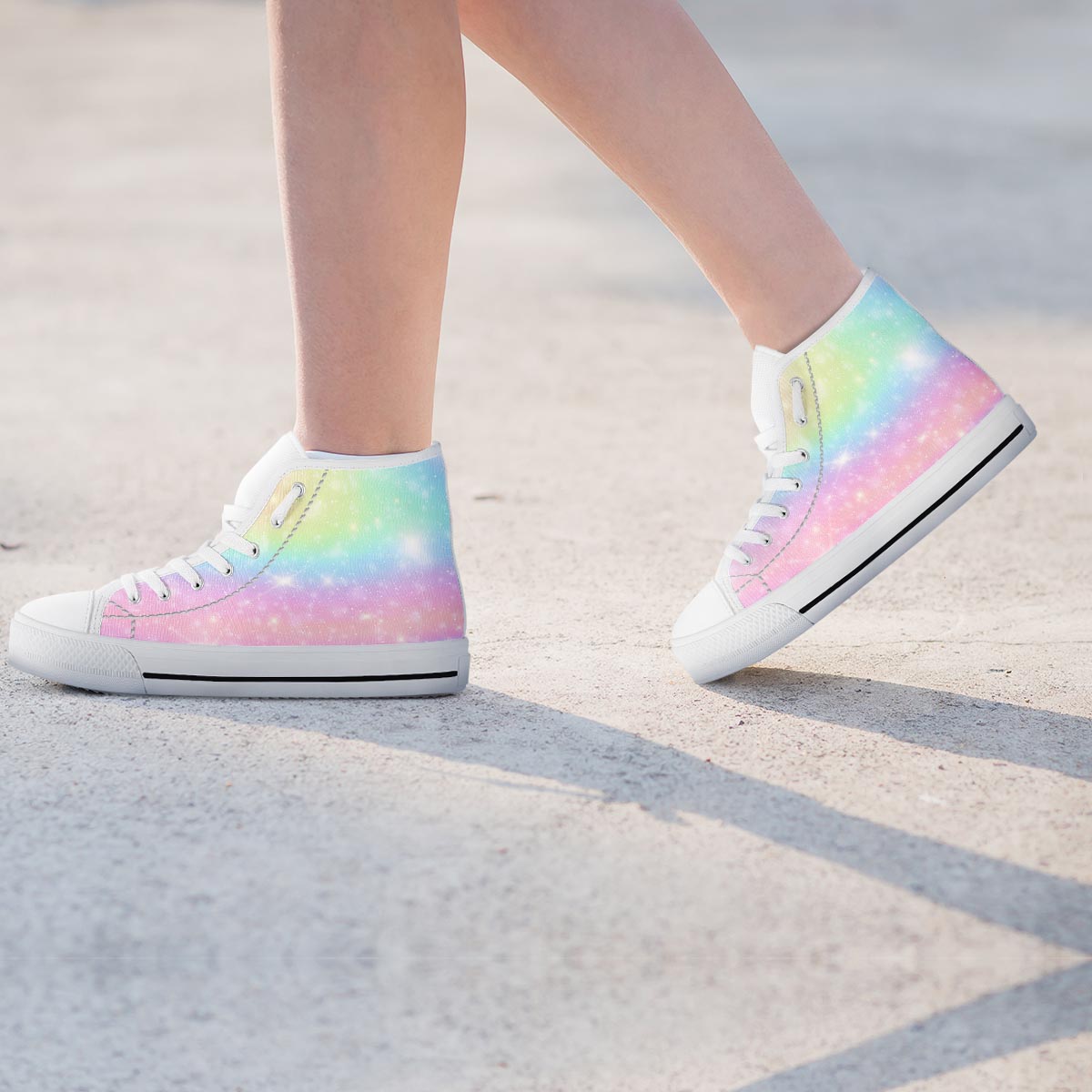 Psychedelic Trippy Holographic Women's High Top Shoes-grizzshop