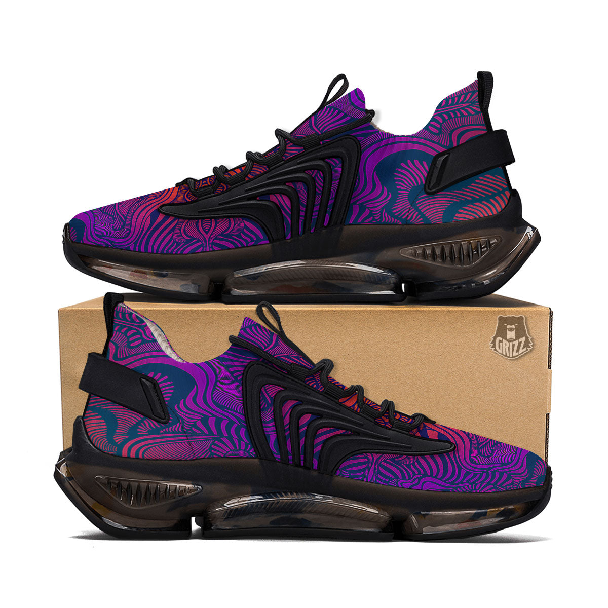 Psychedelic Trippy Ornament Print Black Gym Shoes-grizzshop