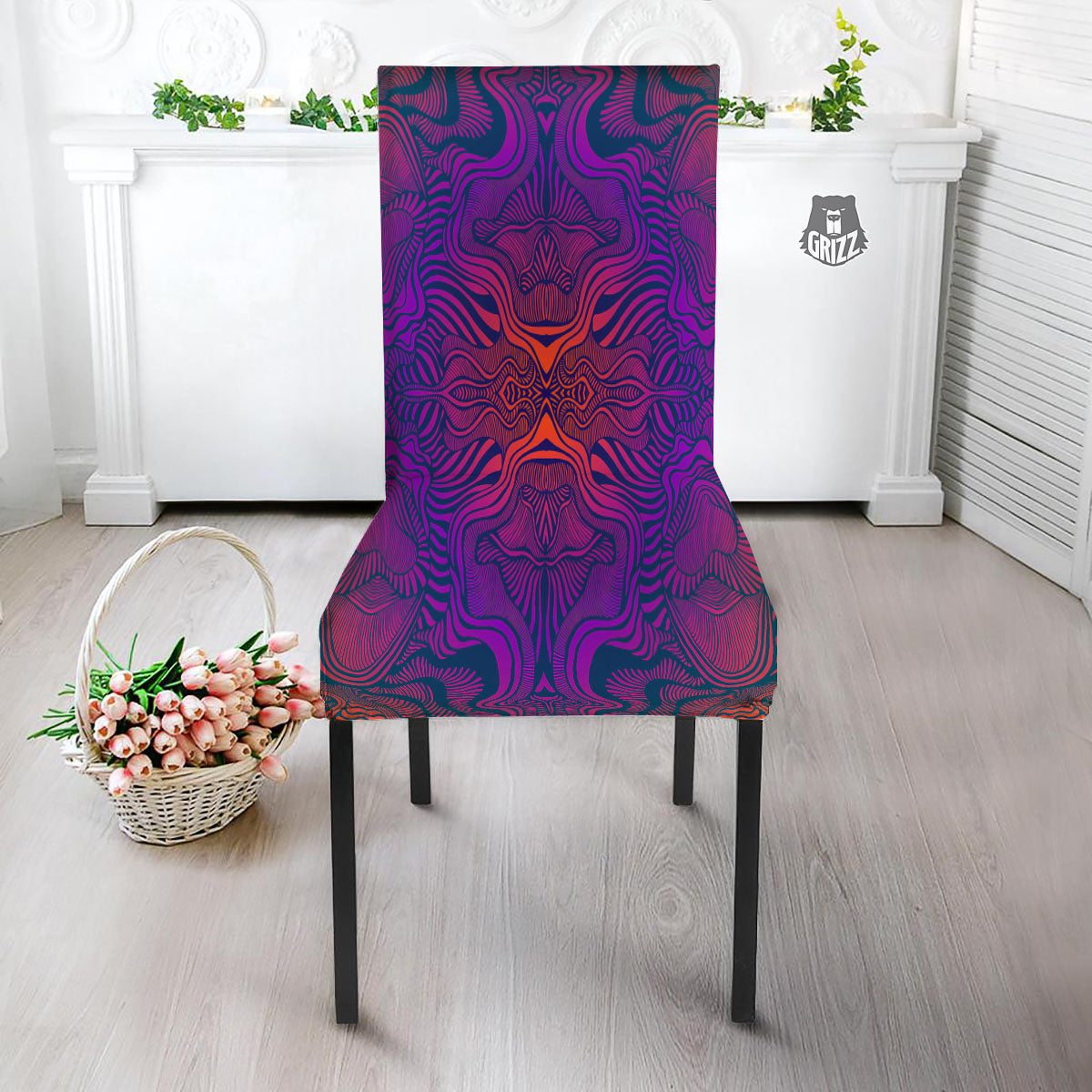 Psychedelic Trippy Ornament Print Dining Chair Slipcover-grizzshop