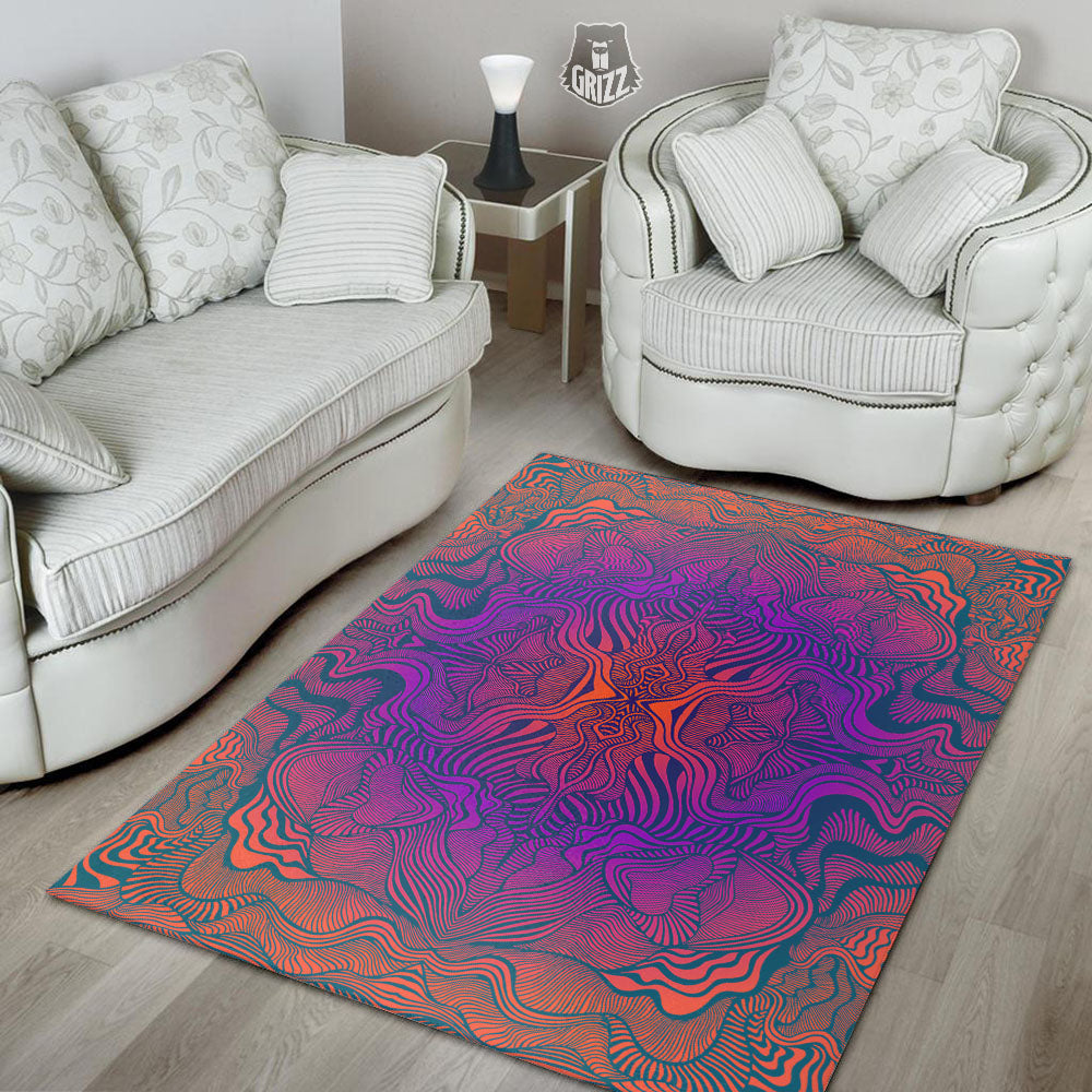 Psychedelic Trippy Ornament Print Floor Mat-grizzshop