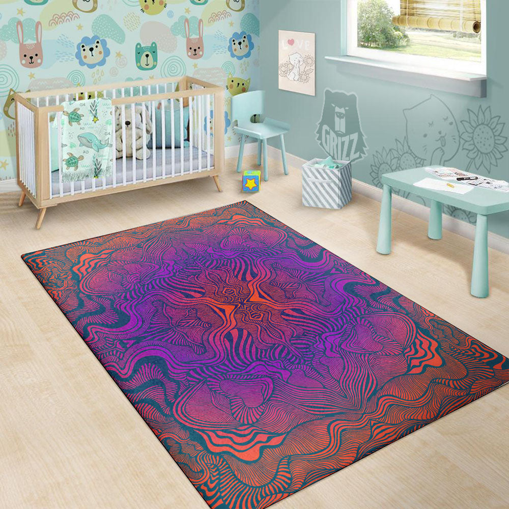 Psychedelic Trippy Ornament Print Floor Mat-grizzshop