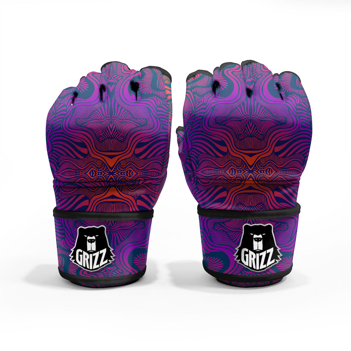 Psychedelic Trippy Ornament Print MMA Gloves-grizzshop