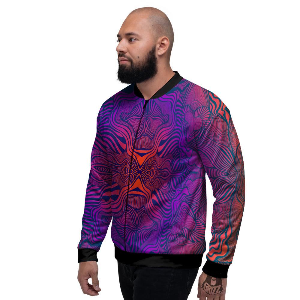 Psychedelic Trippy Ornament Print Men's Bomber Jacket-grizzshop