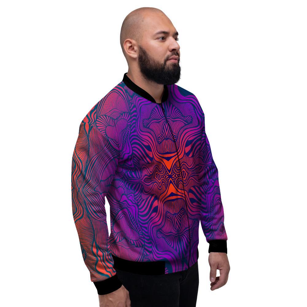 Psychedelic Trippy Ornament Print Men's Bomber Jacket-grizzshop