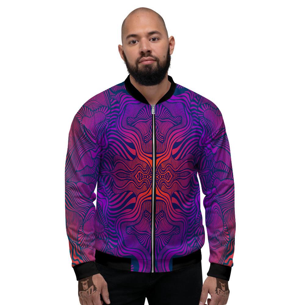Psychedelic Trippy Ornament Print Men's Bomber Jacket-grizzshop