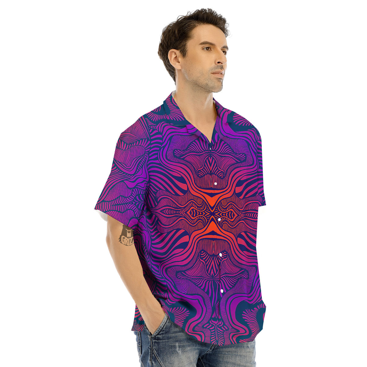 Psychedelic Trippy Ornament Print Men's Hawaiian Shirt-grizzshop
