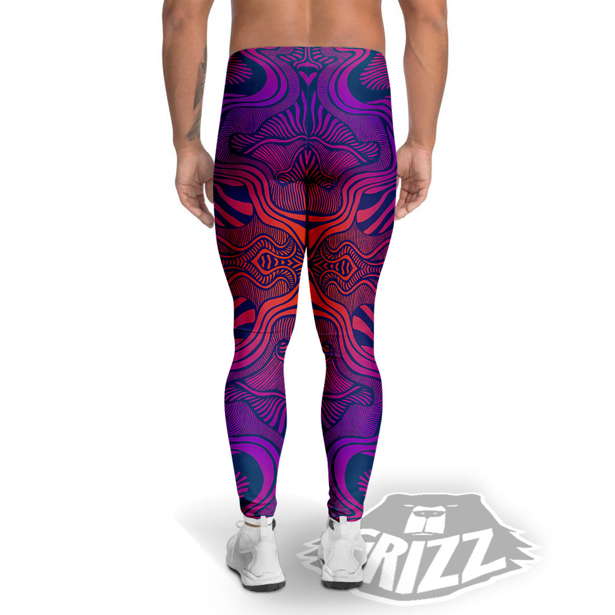 Psychedelic Trippy Ornament Print Men's Leggings-grizzshop