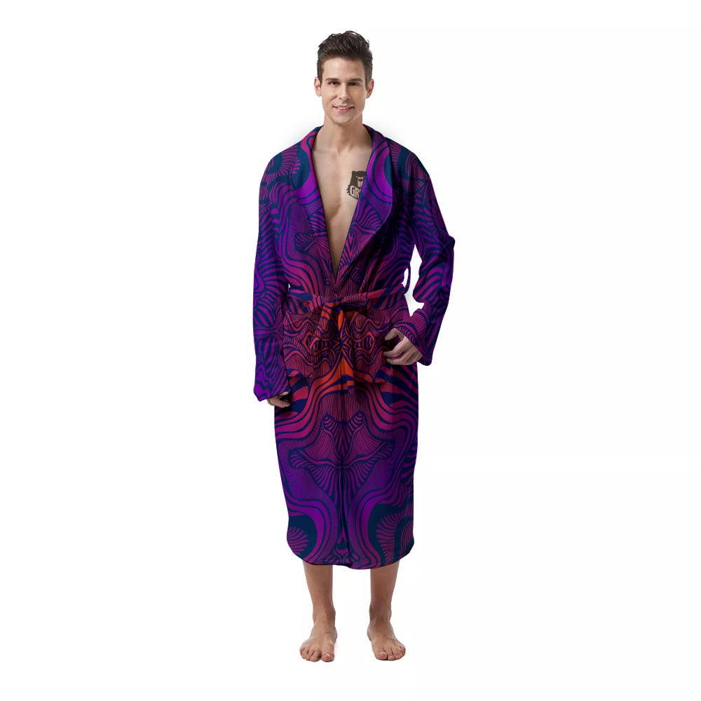 Psychedelic Trippy Ornament Print Men's Robe-grizzshop
