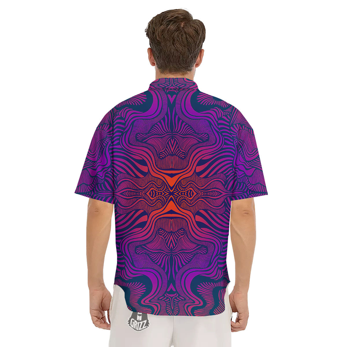 Psychedelic Trippy Ornament Print Men's Short Sleeve Shirts-grizzshop
