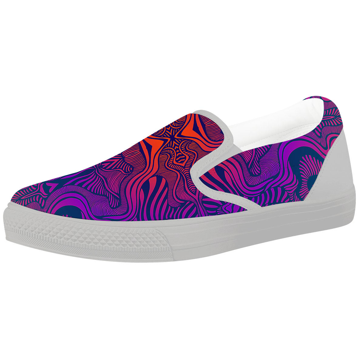 Psychedelic Trippy Ornament Print White Slip On Shoes-grizzshop
