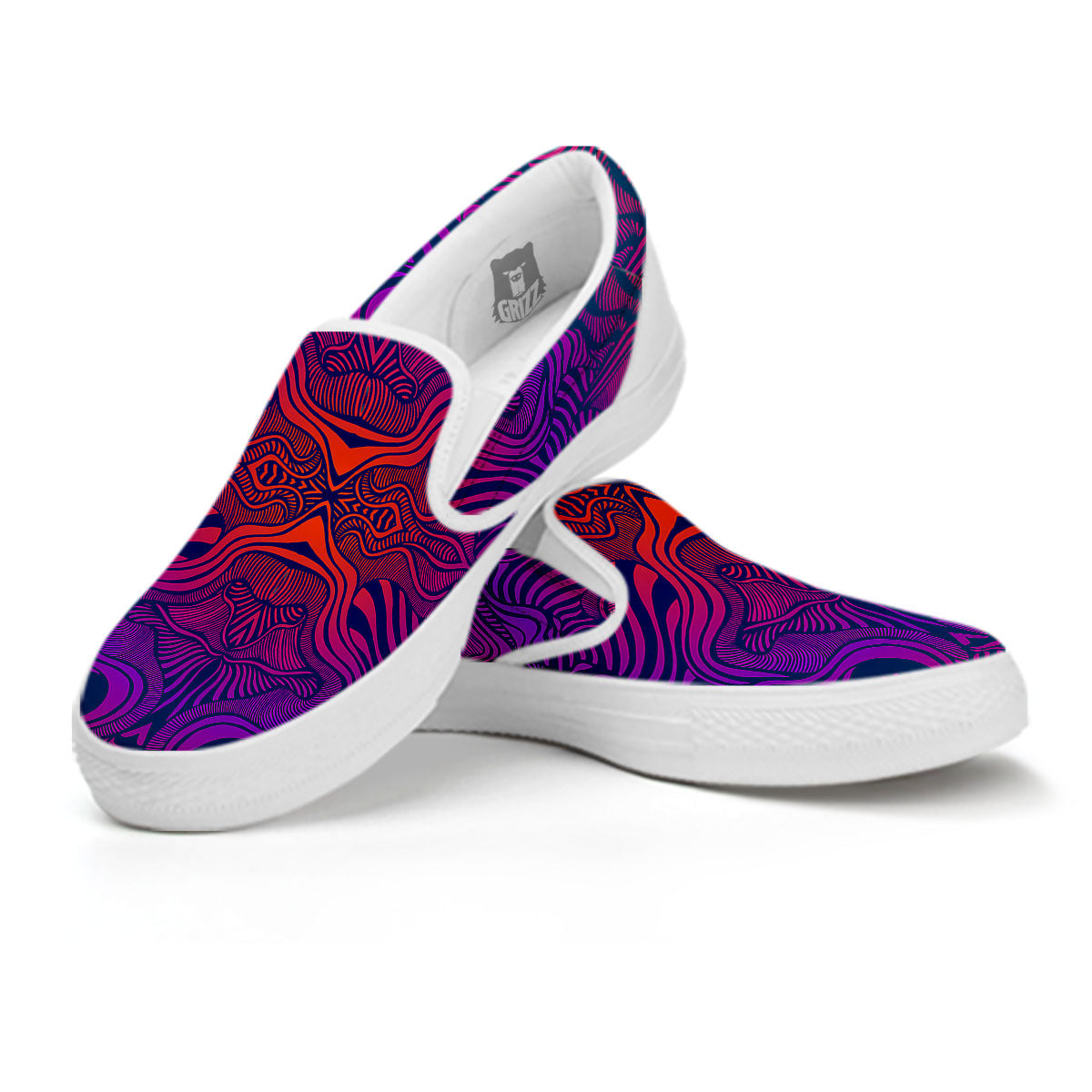 Psychedelic Trippy Ornament Print White Slip On Shoes-grizzshop