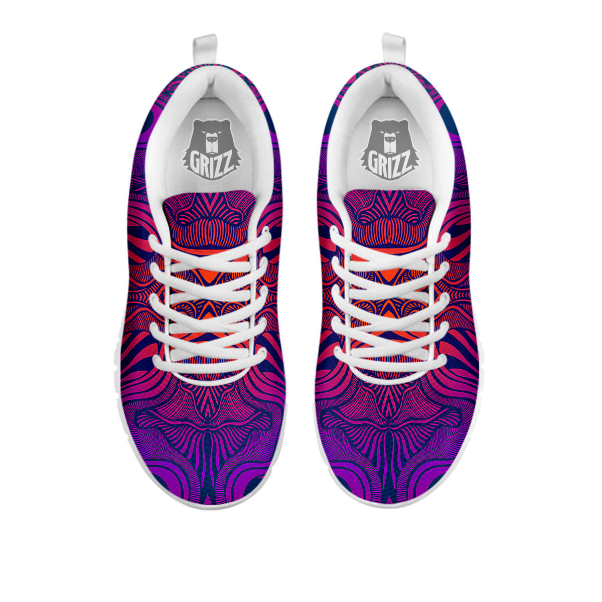 Psychedelic Trippy Ornament Print White Sneaker-grizzshop