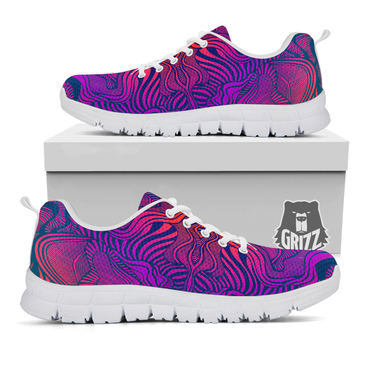 Psychedelic Trippy Ornament Print White Sneaker-grizzshop
