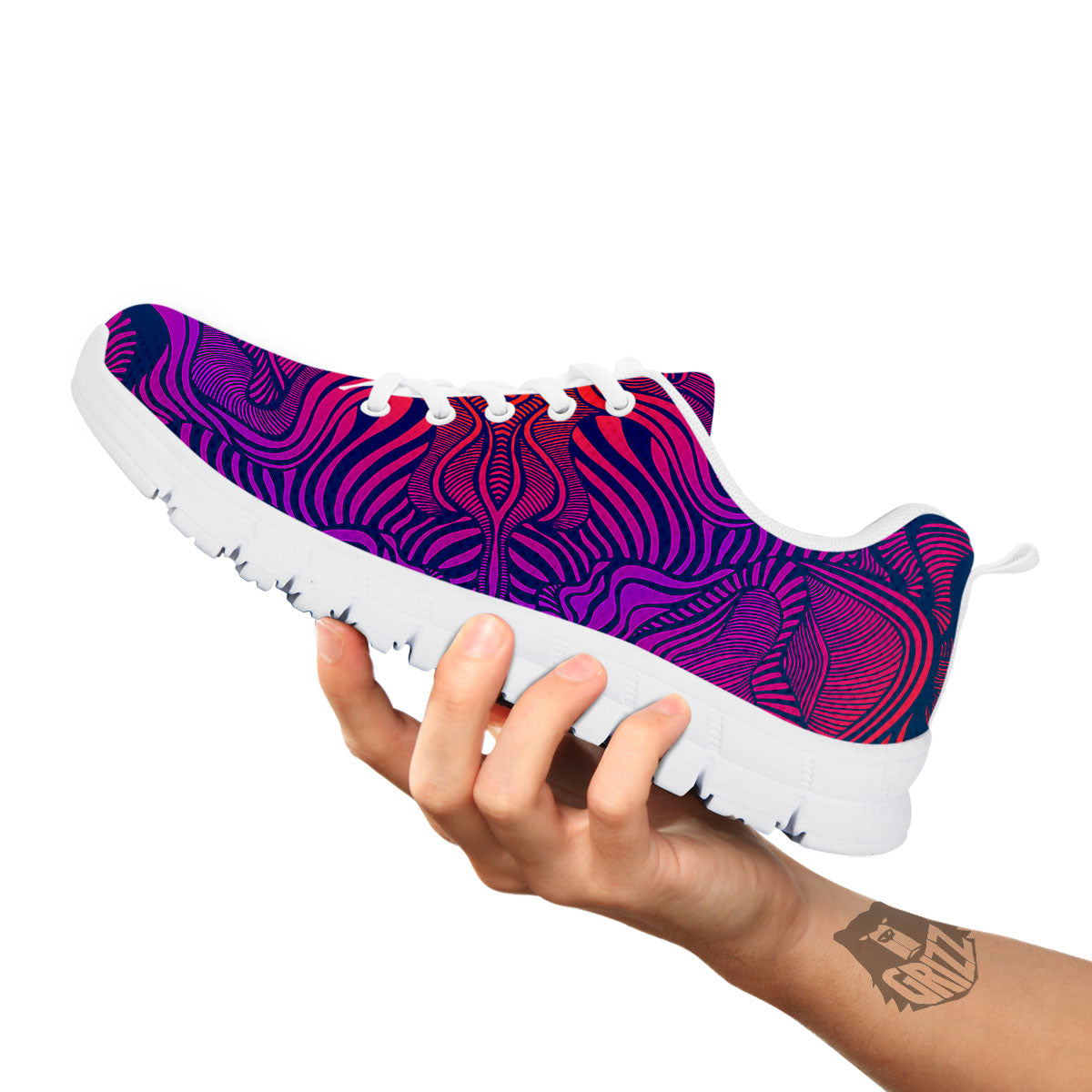 Psychedelic Trippy Ornament Print White Sneaker-grizzshop