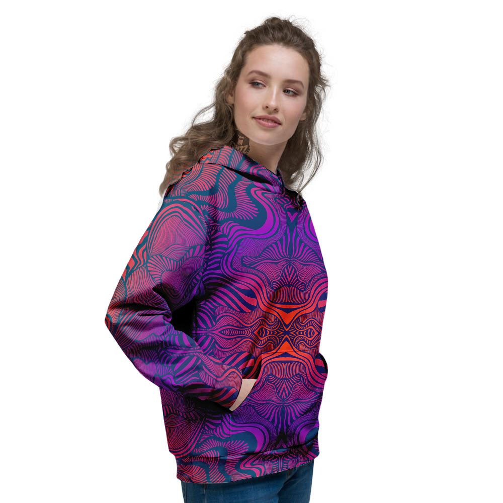 Psychedelic Trippy Ornament Print Women's Hoodie-grizzshop