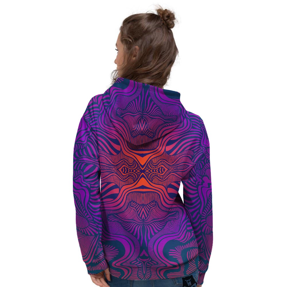 Psychedelic Trippy Ornament Print Women's Hoodie-grizzshop