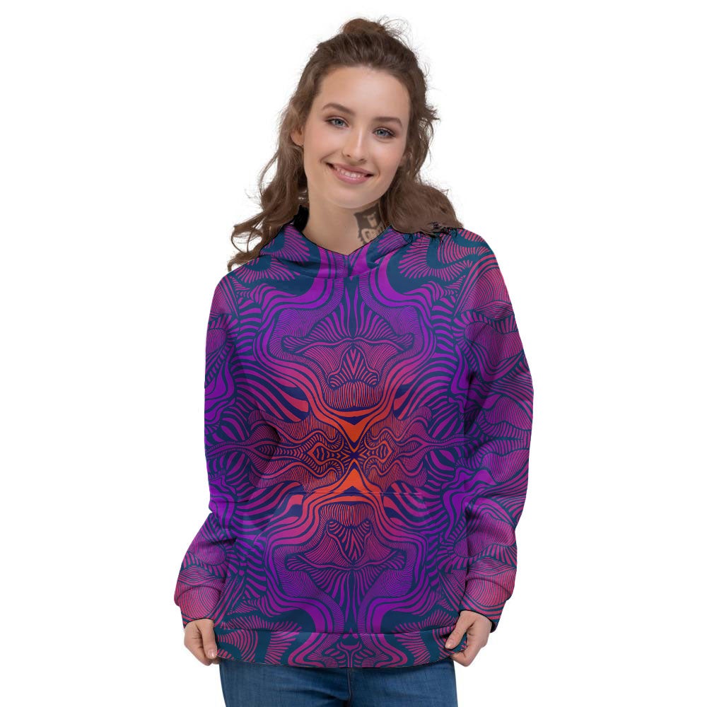 Psychedelic Trippy Ornament Print Women's Hoodie-grizzshop