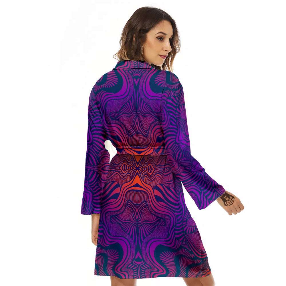 Psychedelic Trippy Ornament Print Women's Robe-grizzshop