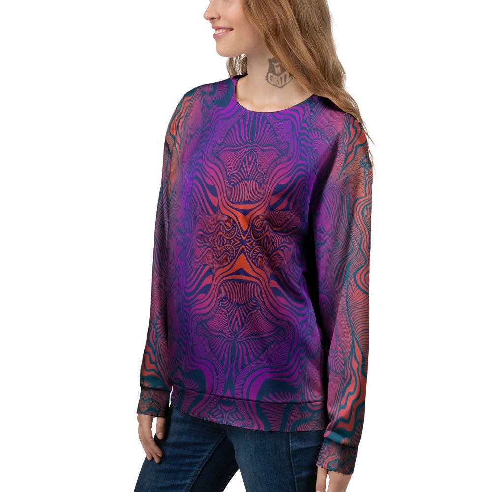 Psychedelic Trippy Ornament Print Women's Sweatshirt-grizzshop