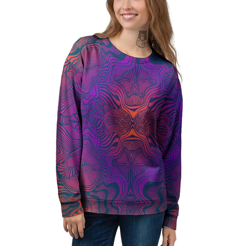Psychedelic Trippy Ornament Print Women's Sweatshirt-grizzshop