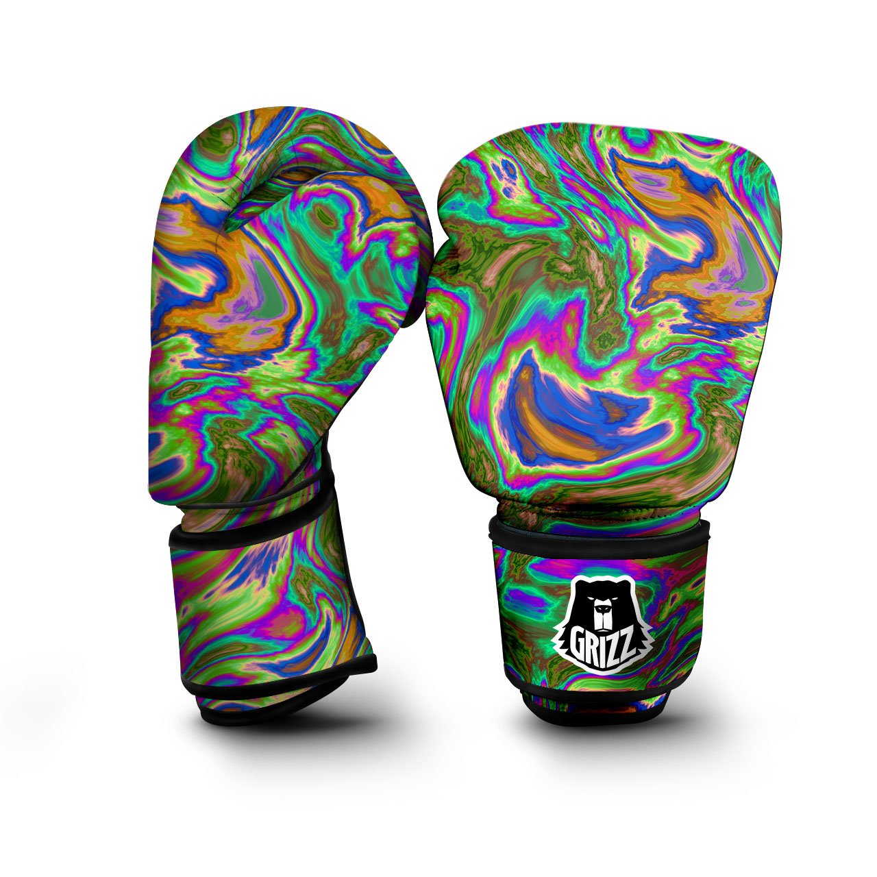 Psychedelic Trippy Purple Green Print Boxing Gloves-grizzshop