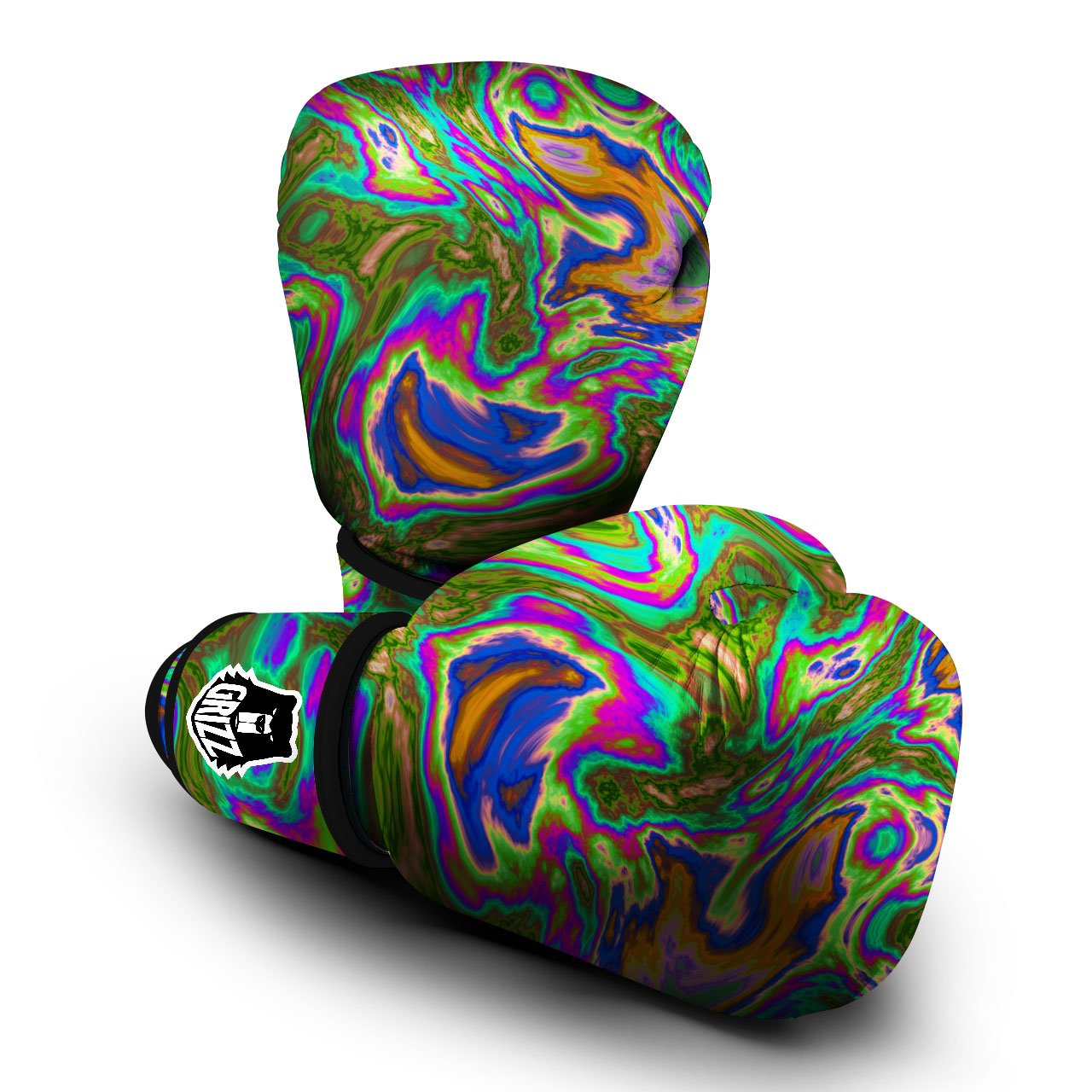Psychedelic Trippy Purple Green Print Boxing Gloves-grizzshop