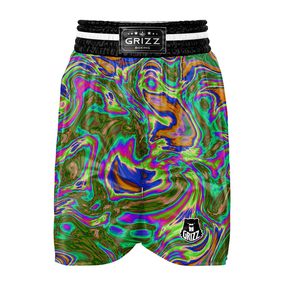 Psychedelic Trippy Purple Green Print Boxing Shorts-grizzshop
