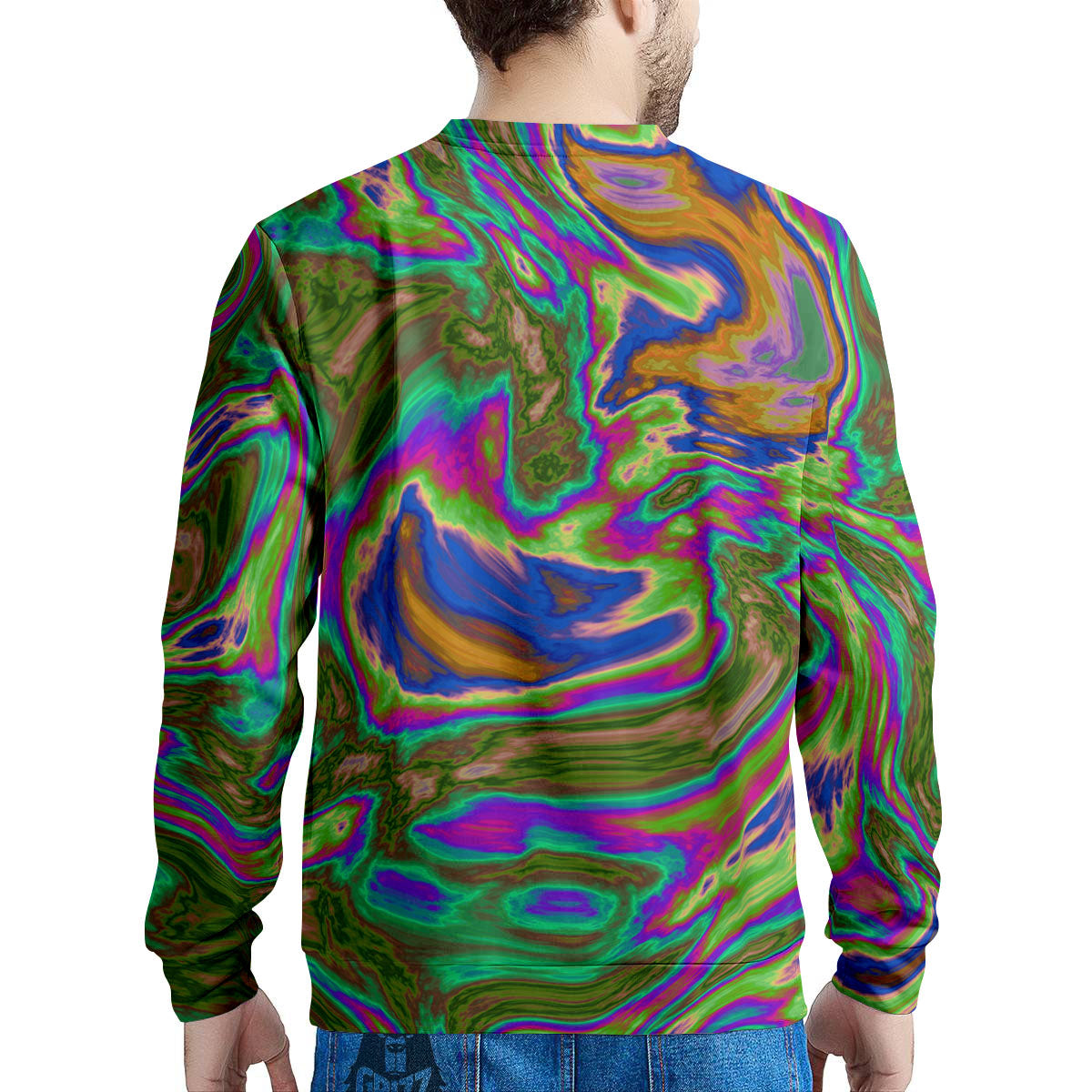 Psychedelic Trippy Purple Green Print Men's Sweatshirt-grizzshop