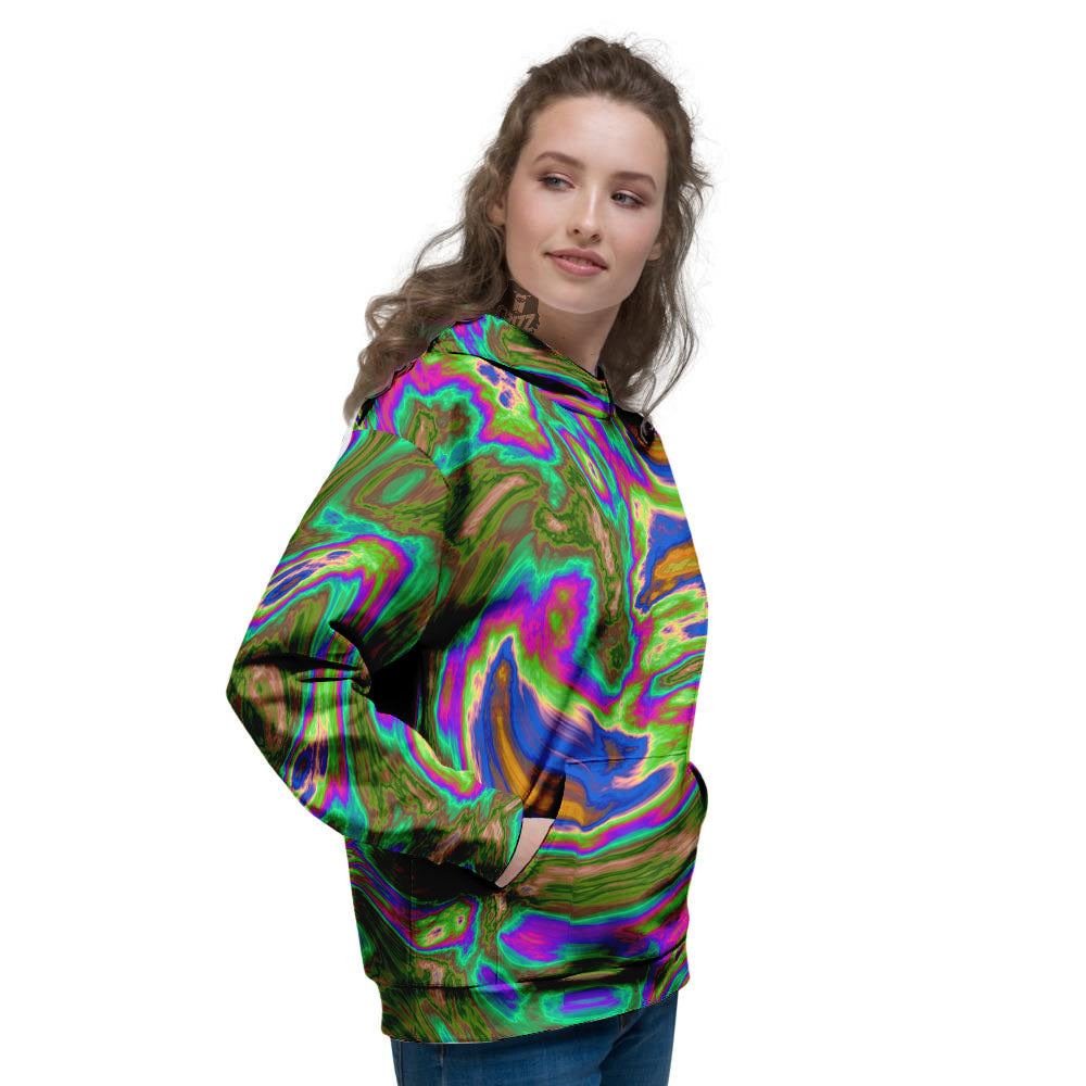 Psychedelic Trippy Purple Green Print Women's Hoodie-grizzshop