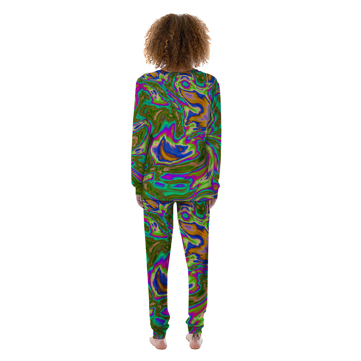 Psychedelic Trippy Purple Green Print Women's Pajamas-grizzshop