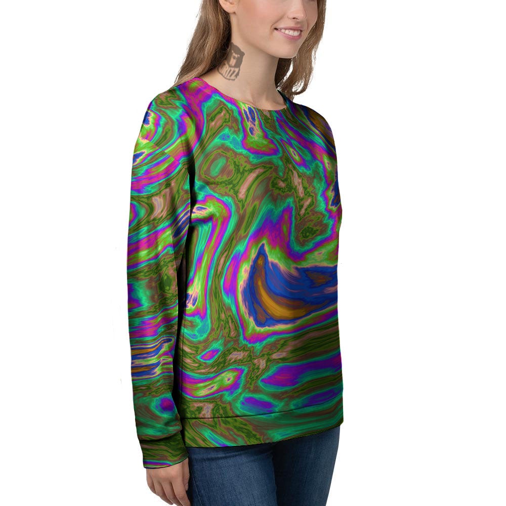 Psychedelic Trippy Purple Green Print Women's Sweatshirt-grizzshop