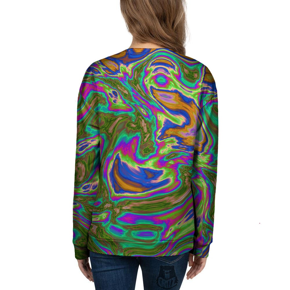 Psychedelic Trippy Purple Green Print Women's Sweatshirt-grizzshop