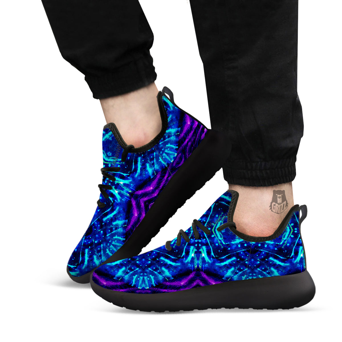 Psychedelic Watercolor Print Pattern Black Athletic Shoes-grizzshop