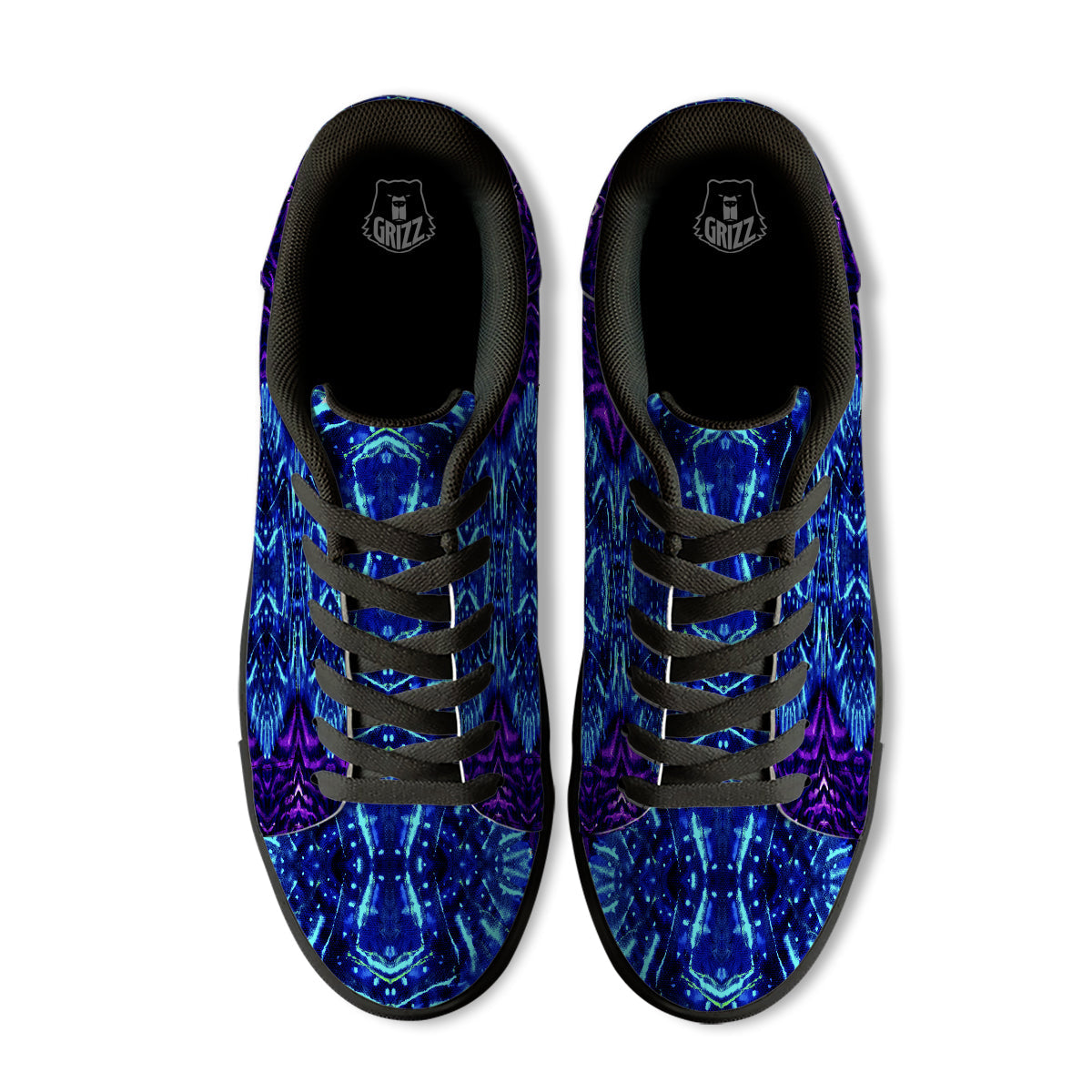 Psychedelic Watercolor Print Pattern Black Low Top Sneakers-grizzshop