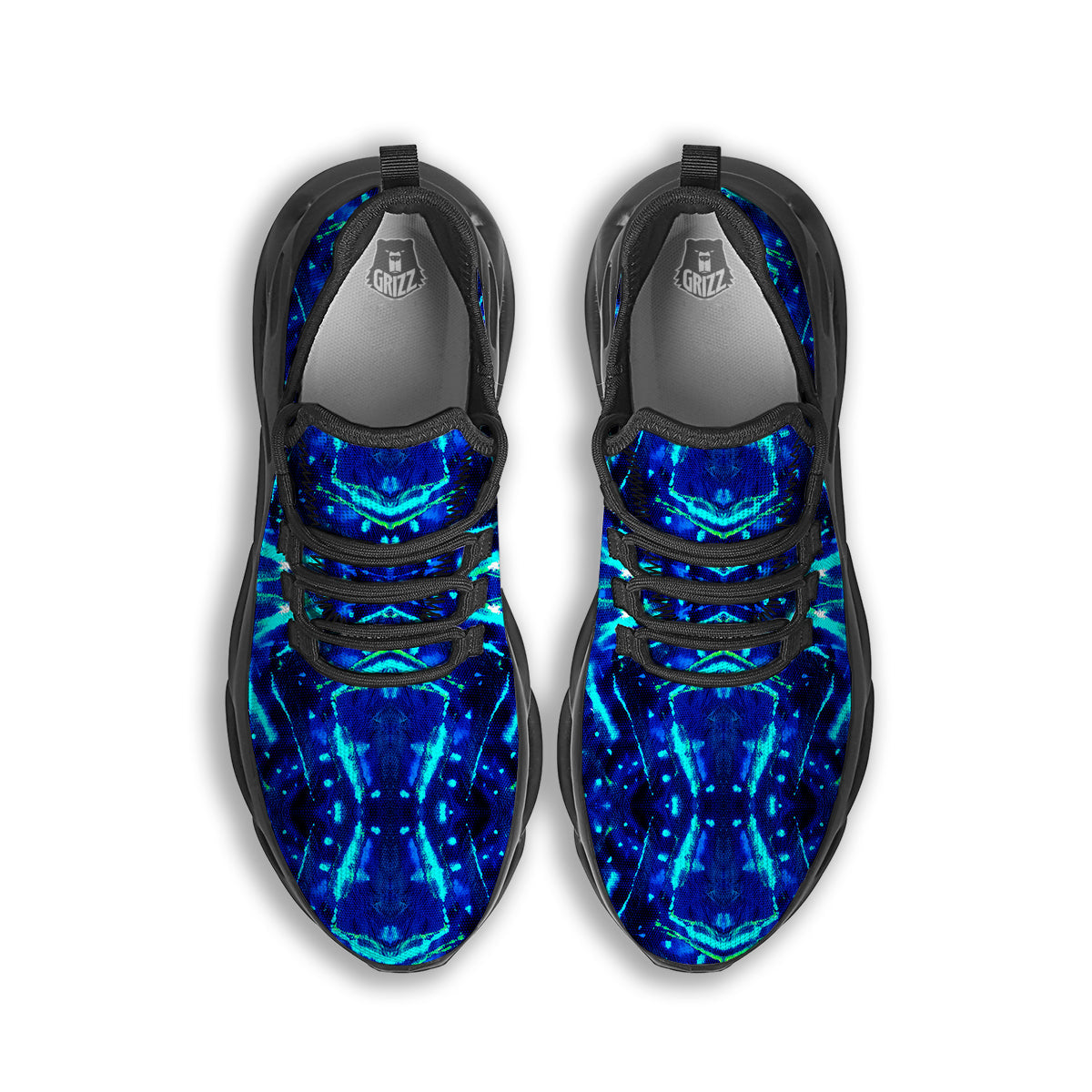 Psychedelic Watercolor Print Pattern Black Running Shoes-grizzshop