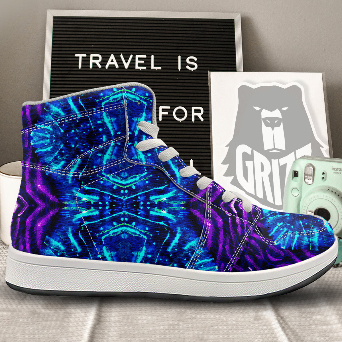 Psychedelic Watercolor Print Pattern High Top Sneakers-grizzshop