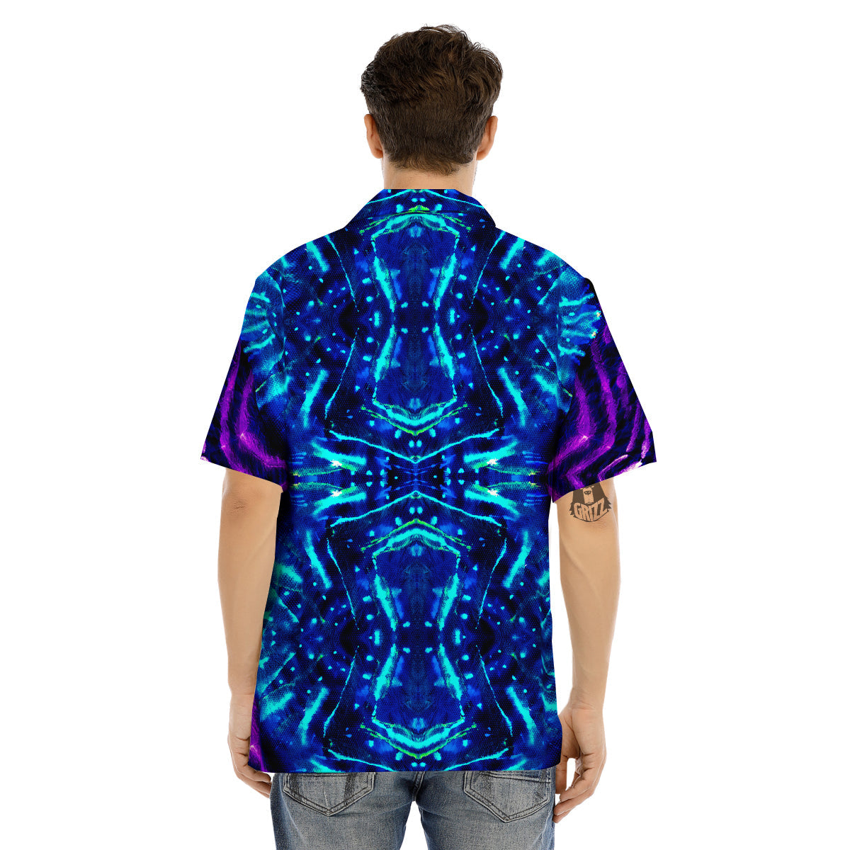 Psychedelic Watercolor Print Pattern Men's Hawaiian Shirt-grizzshop
