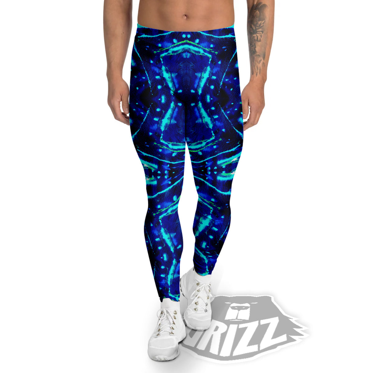 Psychedelic Watercolor Print Pattern Men's Leggings-grizzshop
