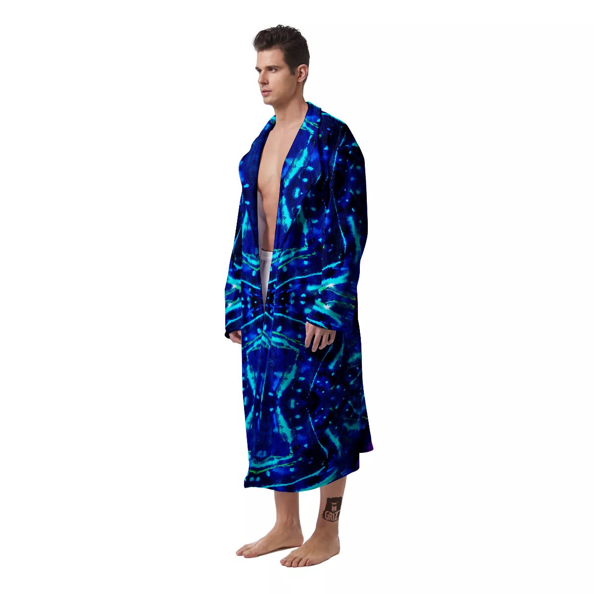 Psychedelic Watercolor Print Pattern Men's Robe-grizzshop