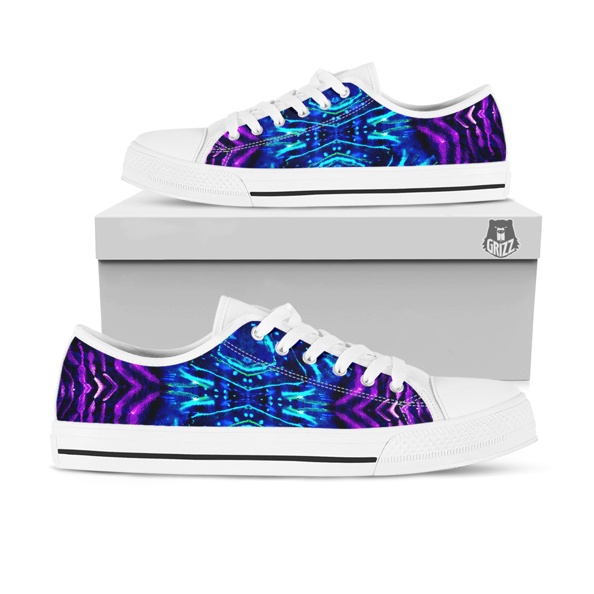 Psychedelic Watercolor Print Pattern White Low Top Shoes-grizzshop