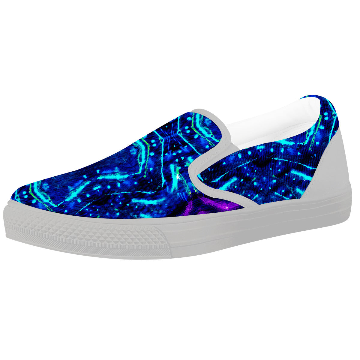 Psychedelic Watercolor Print Pattern White Slip On Shoes-grizzshop