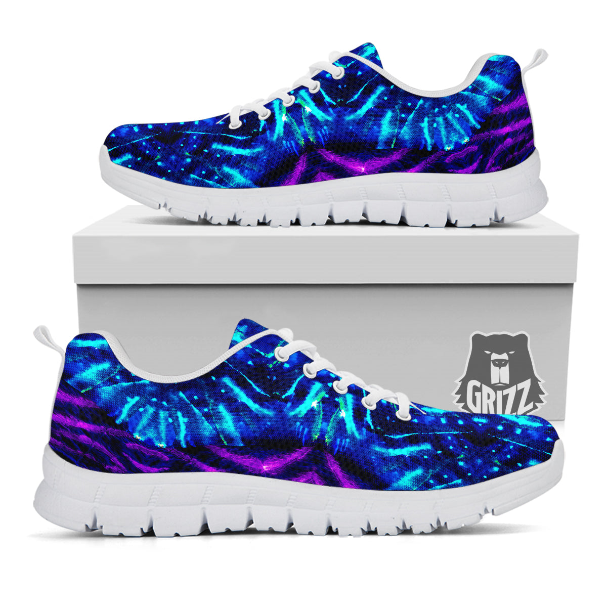 Psychedelic Watercolor Print Pattern White Sneaker-grizzshop