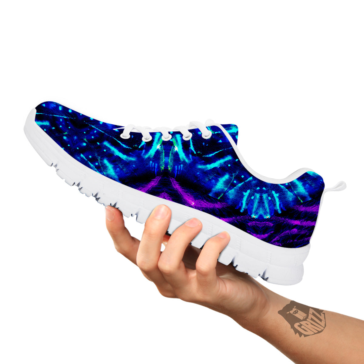 Psychedelic Watercolor Print Pattern White Sneaker-grizzshop