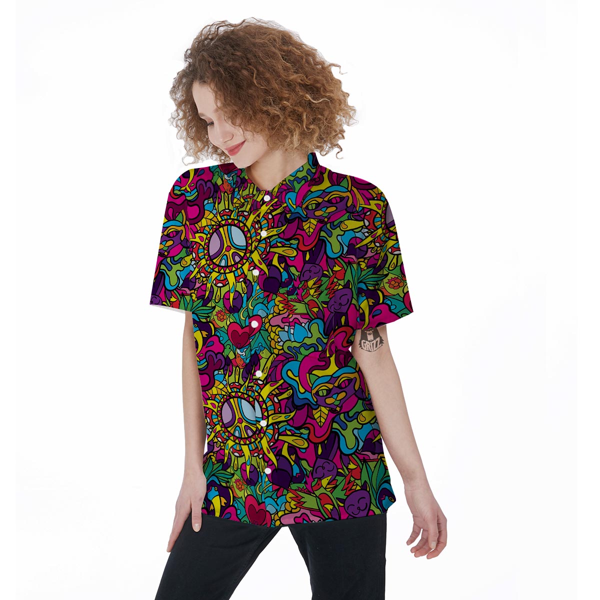 Psychedelic Women's Short Sleeve Shirts-grizzshop