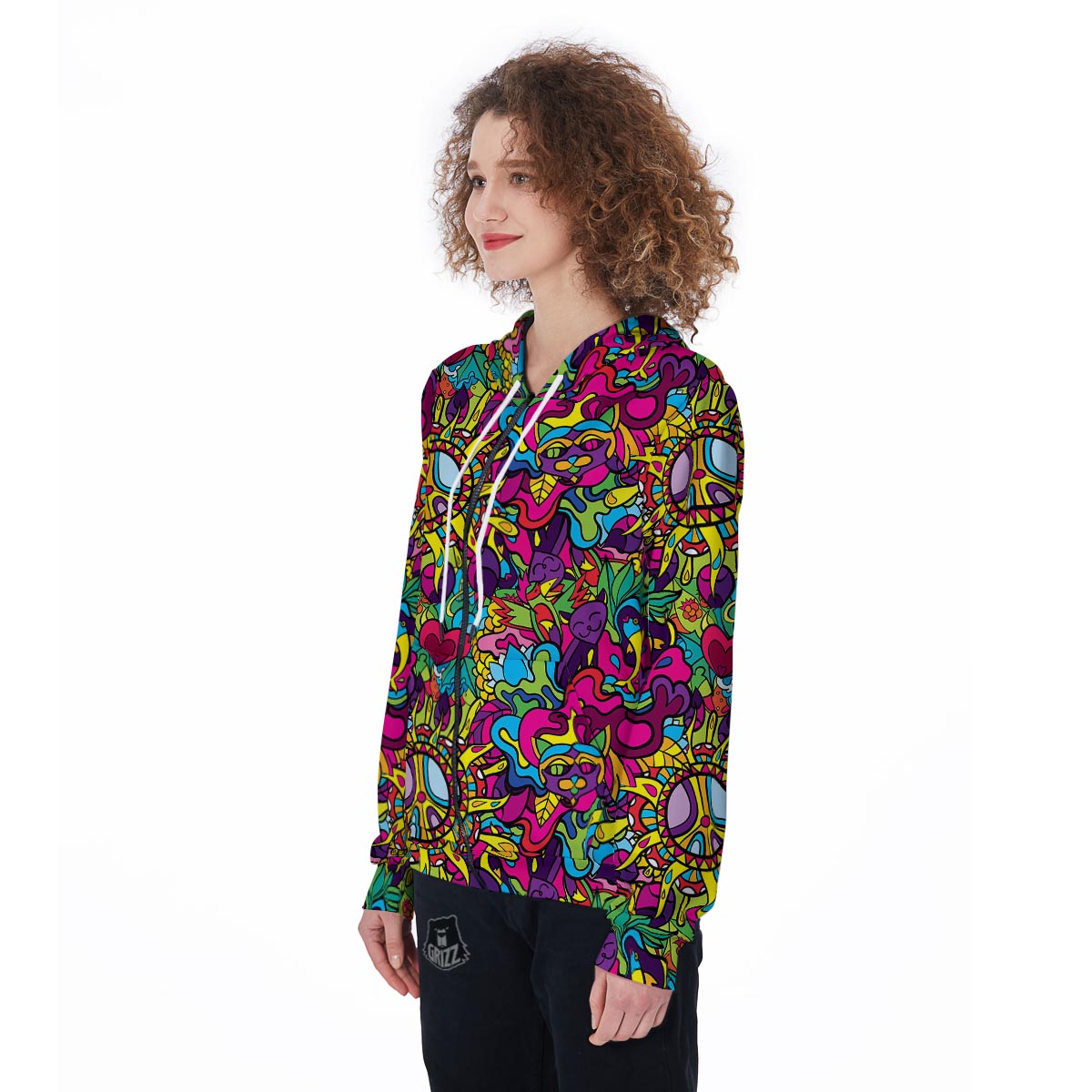 Psychedelic Women's Zip Up Hoodie-grizzshop