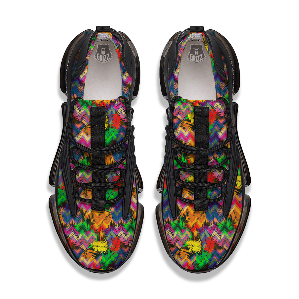 Psychedelic Zigzag Tropical Print Pattern Black Gym Shoes-grizzshop